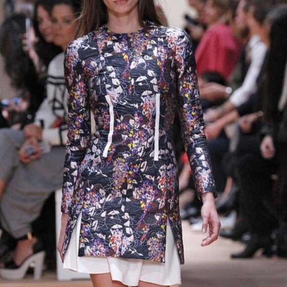Carven 2015/2016 Collection Metallic Jacquard Purple/Multi Mini Dress M $740